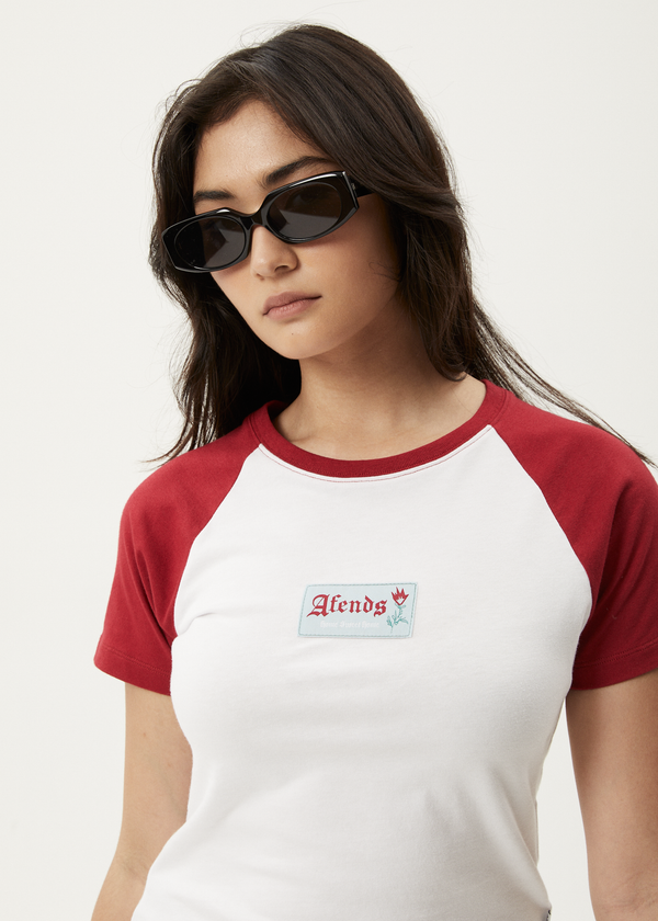 Afends Homely Raglan - Baby Tee Cherry