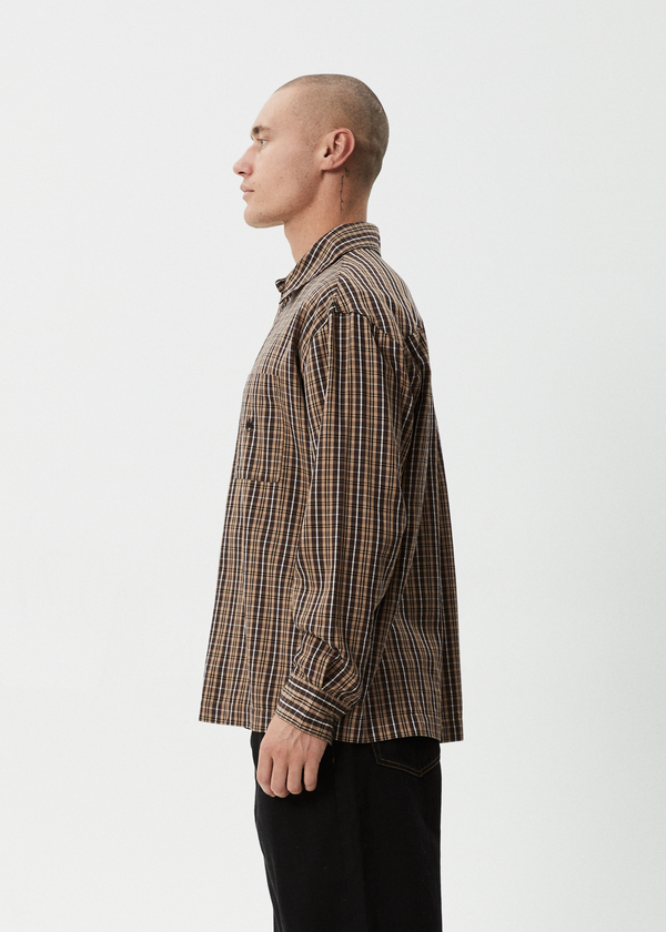 Afends Hometown - Long Sleeve Shirt Coffee