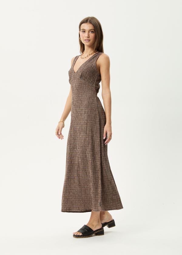 Afends Hometown - Seersucker Maxi Dress Coffee
