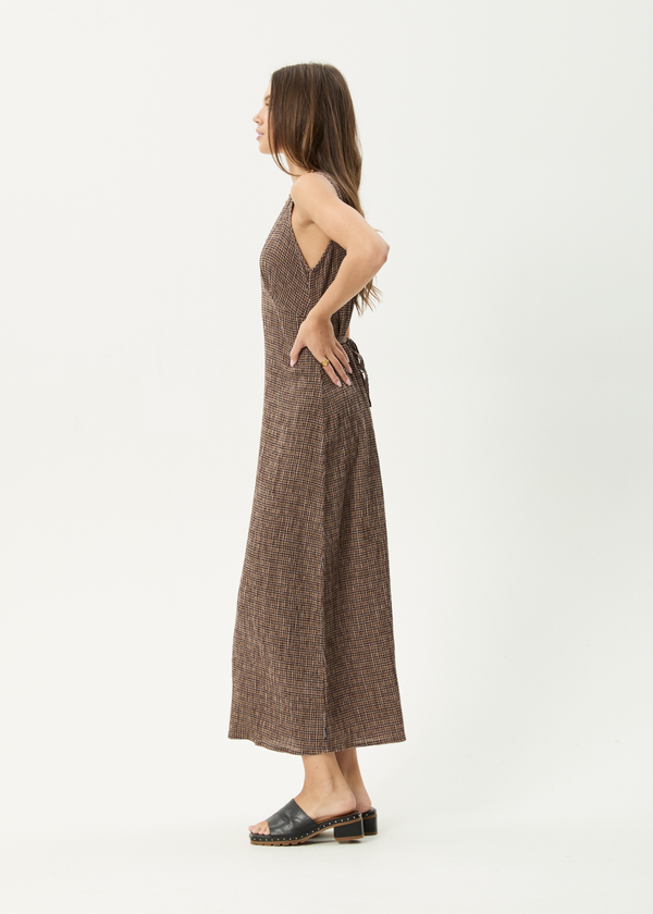 Afends Hometown - Seersucker Maxi Dress Coffee