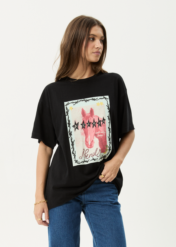 afends Horsegirl - Oversized Tee Black