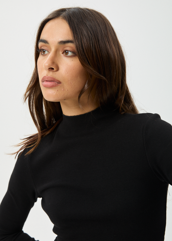 Afends Iconic - Long Sleeve Rib Top Black
