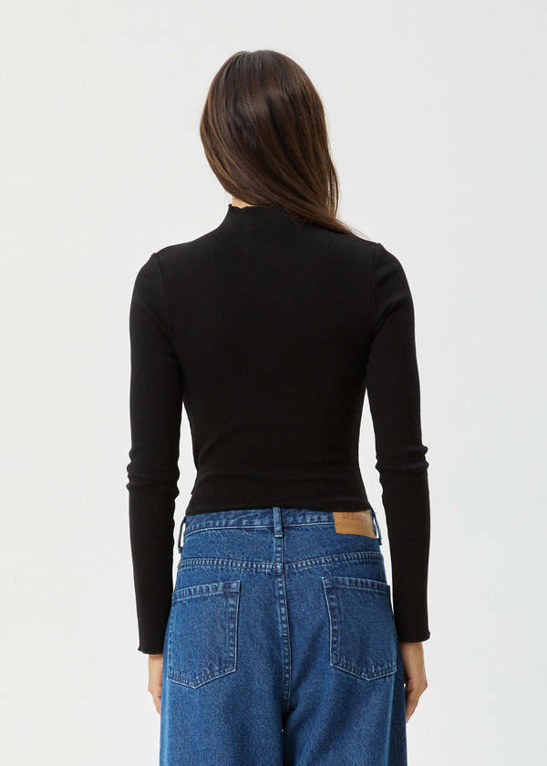 Afends Iconic - Long Sleeve Rib Top Black