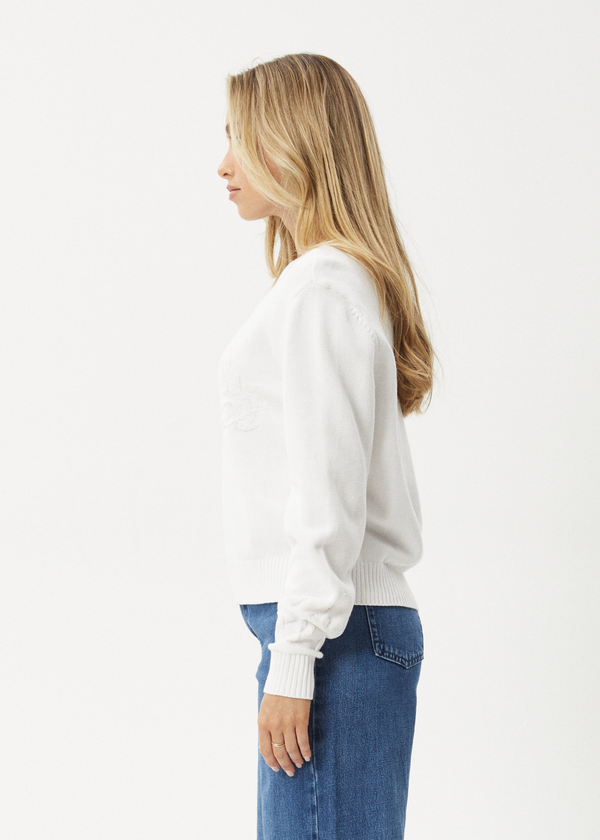 Afends Inferno - Knit Crew Neck Jumper White