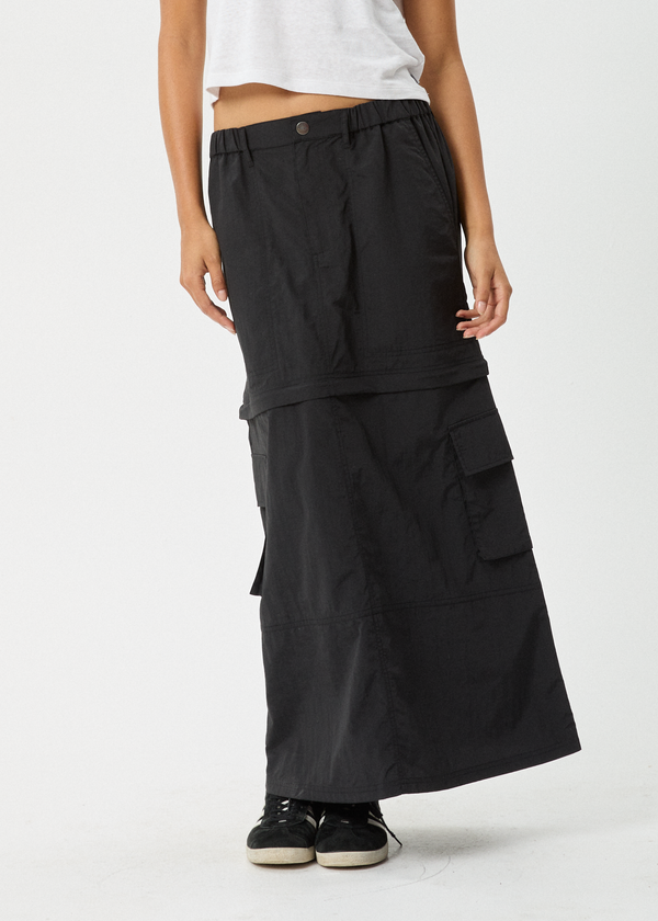 Afends Instinct - Zip Off Maxi Skirt Black