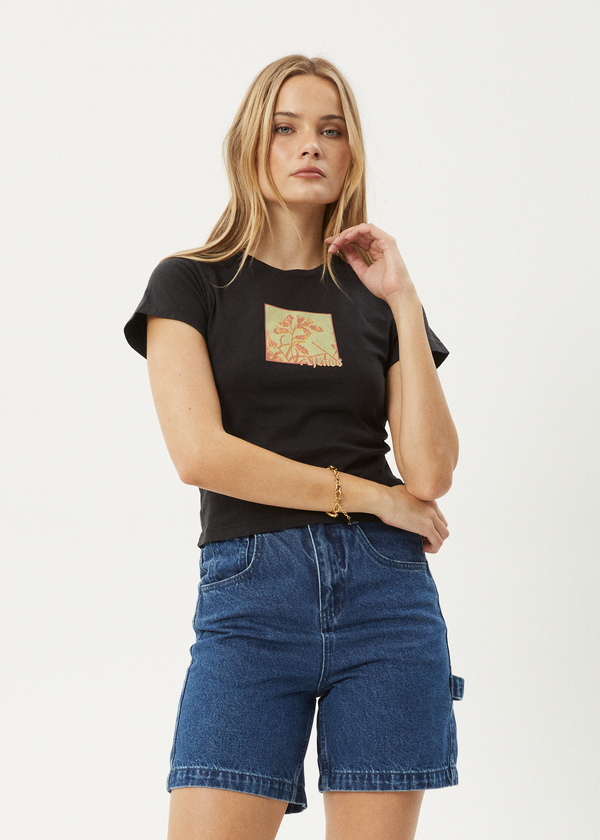 Afends Ivy - Recyled Baby Tee Stone Black