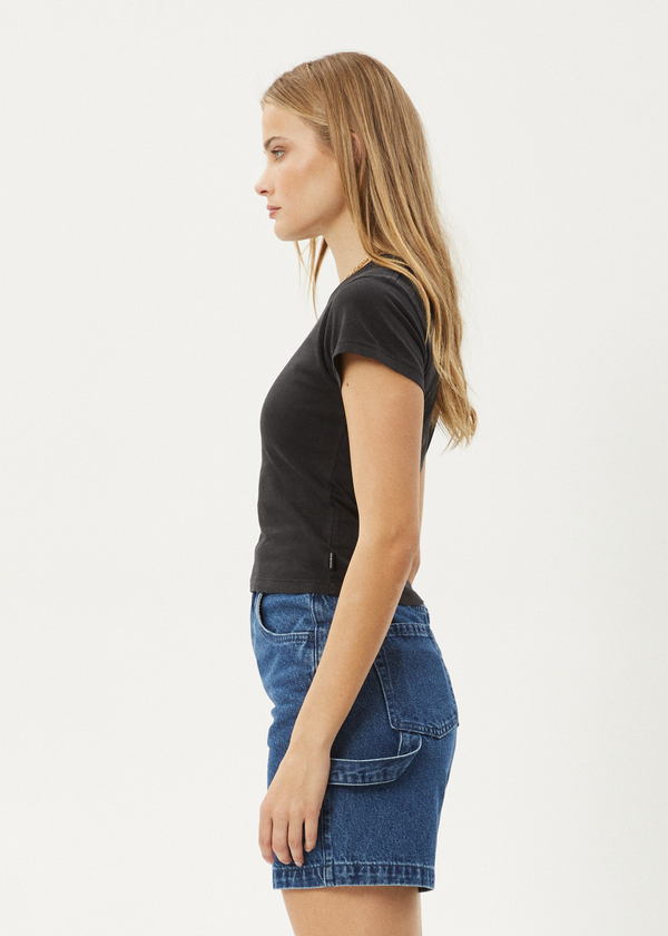 Afends Ivy - Recyled Baby Tee Stone Black