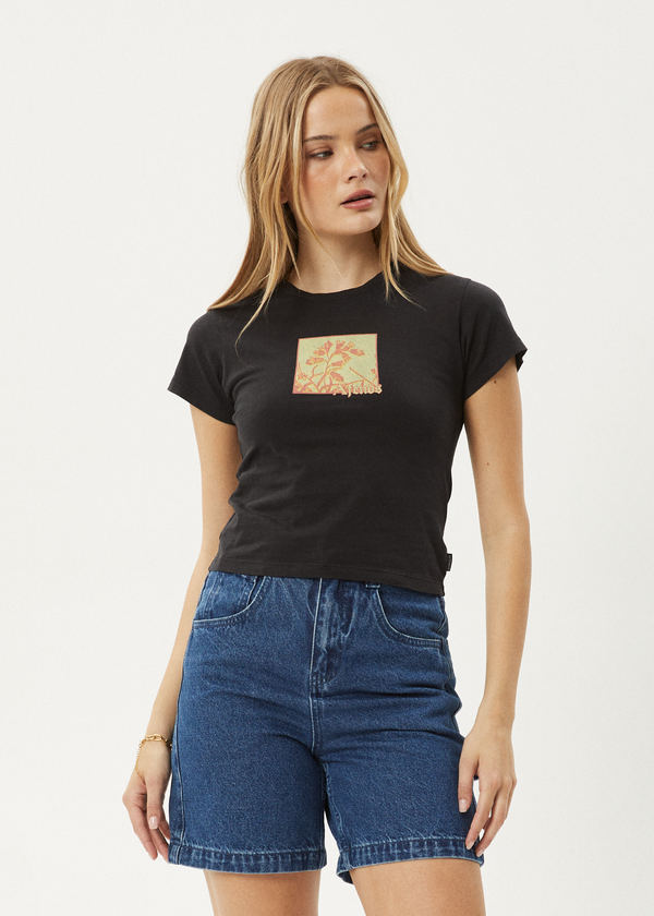afends Ivy - Recyled Baby Tee Stone Black