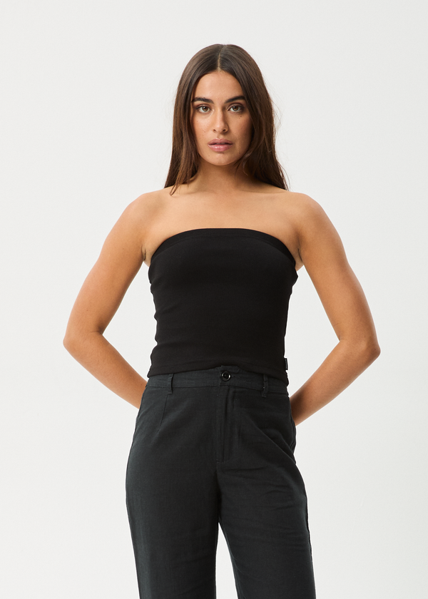 Afends Jamie - Rib Tube Top Black