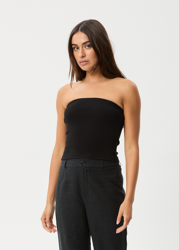 Afends Jamie - Rib Tube Top Black
