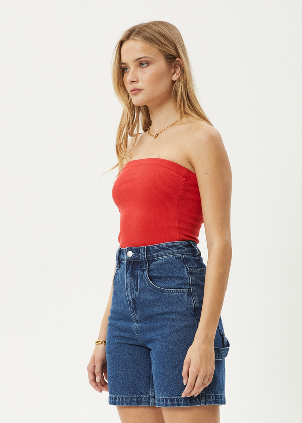 Afends Jamie - Rib Tube Top Tomato