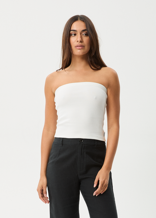 Afends Jamie - Rib Tube Top White