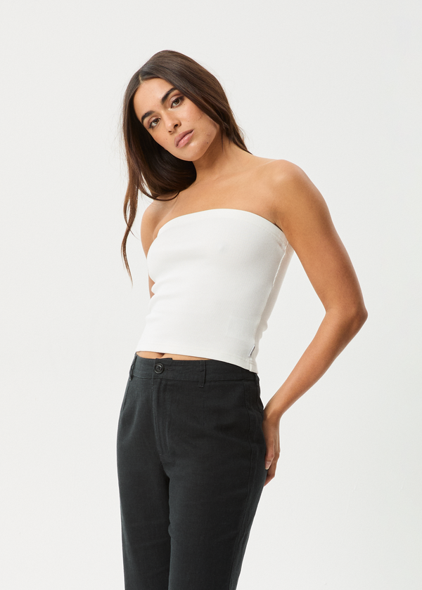 Afends Jamie - Rib Tube Top White