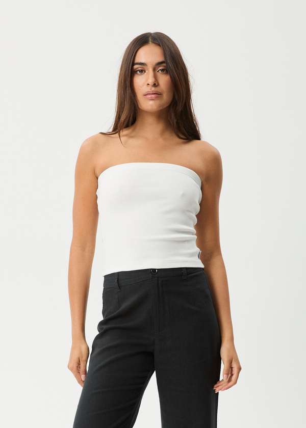 afends Jamie - Rib Tube Top White