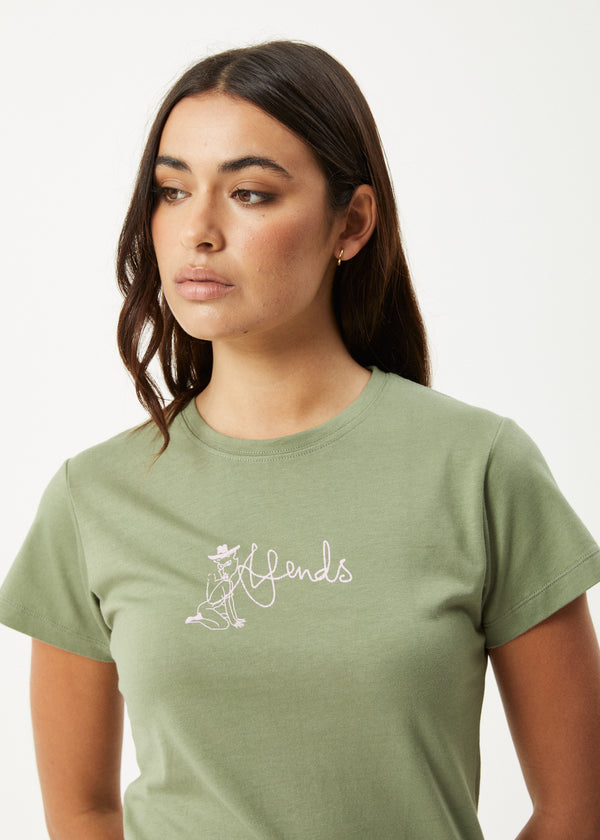 Afends Karlee - Baby Tee Oil Green