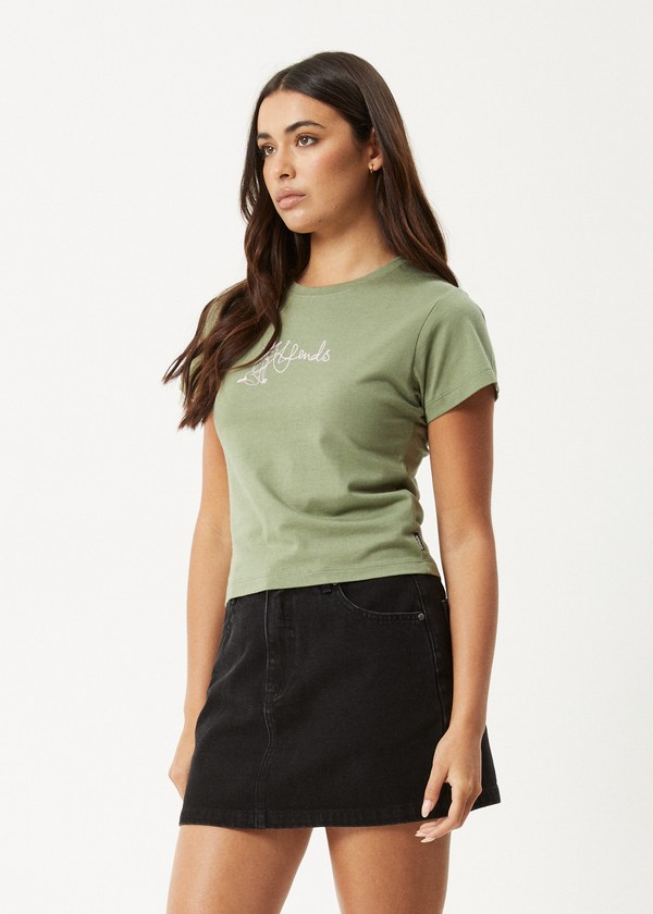 Afends Karlee - Baby Tee Oil Green