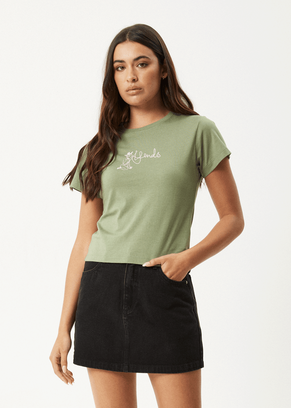 afends Karlee - Baby Tee Oil Green