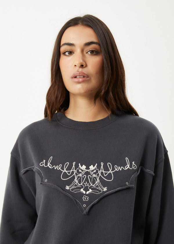 Afends Karlee - Crew Neck Jumper Charcoal