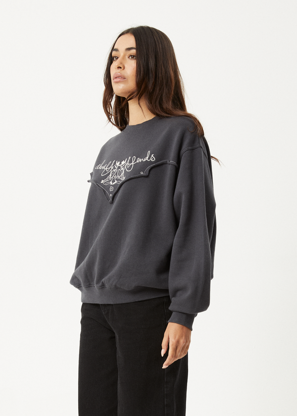 Afends Karlee - Crew Neck Jumper Charcoal