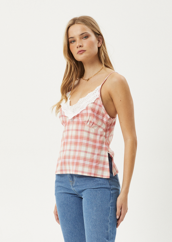 Afends Kayla - Check Cami Pink Check