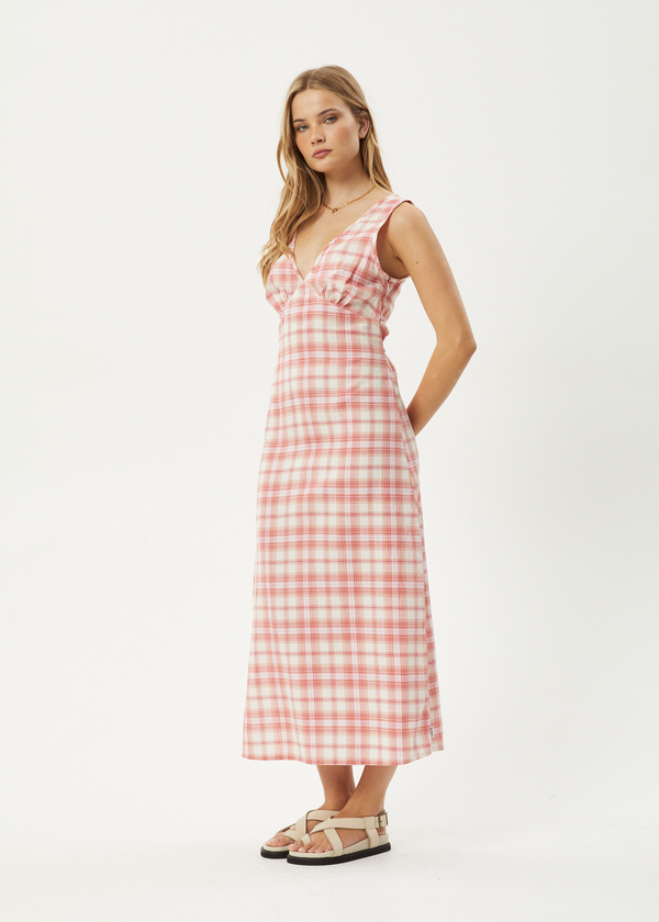 Afends Kayla - Check Maxi Dress Pink Check