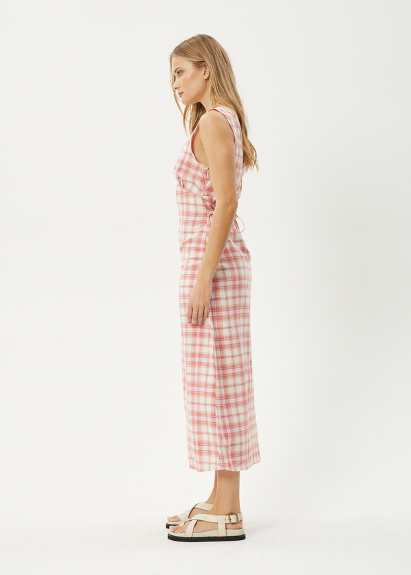 Afends Kayla - Check Maxi Dress Pink Check