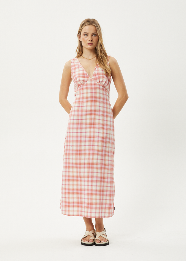 afends Kayla - Check Maxi Dress Pink Check