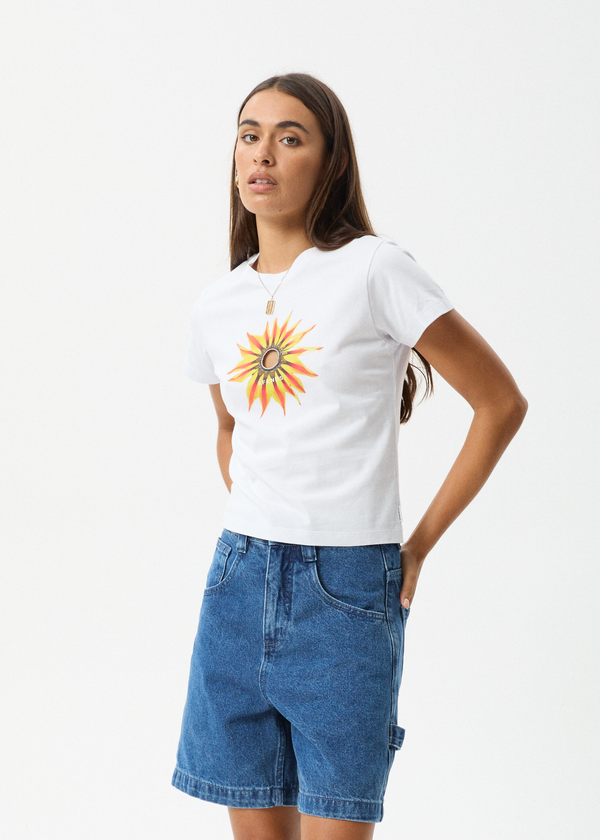 Afends Keyhole - Baby Tee White