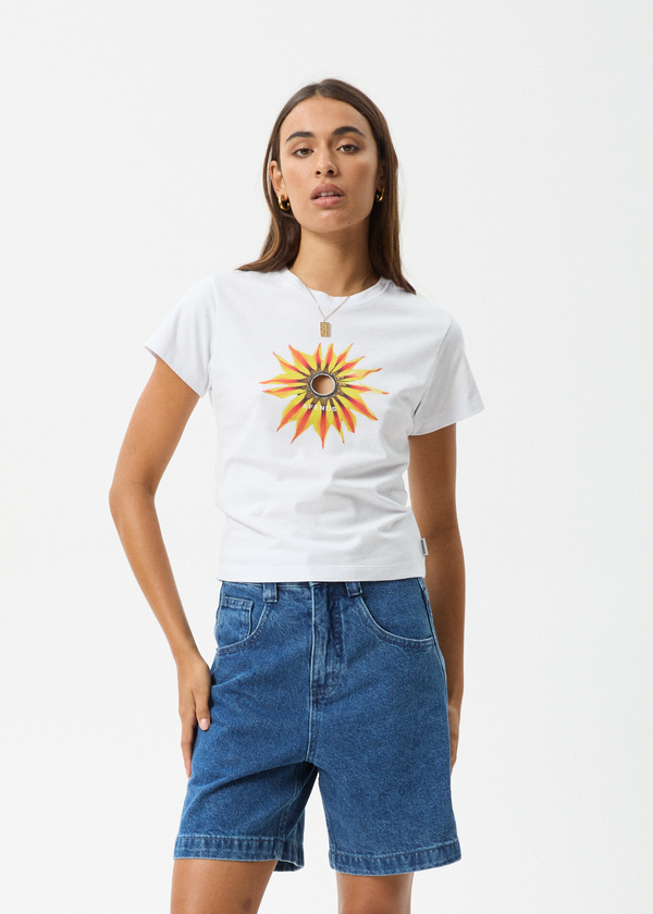 afends Keyhole - Baby Tee White