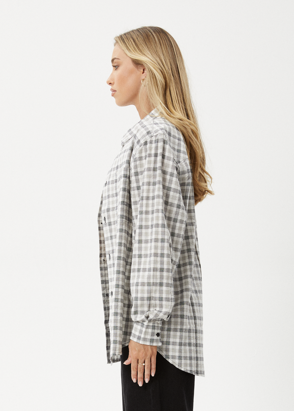 Afends Leo - Seersucker Check Shirt Black / White