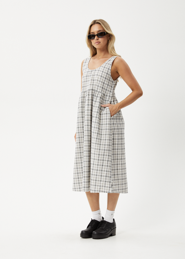 Afends Leo - Seersucker Midi Dress Black / White