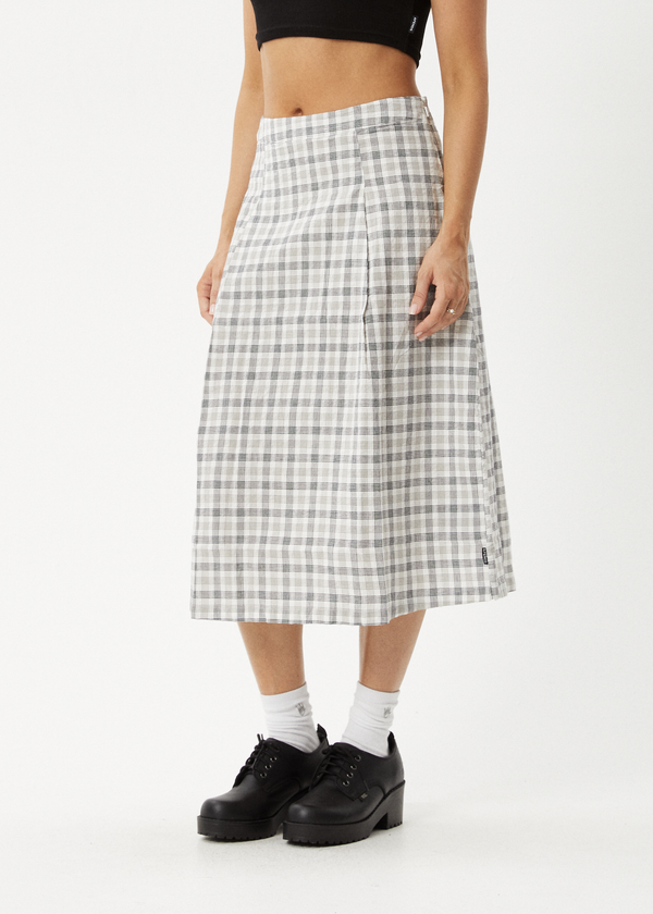 Afends Leo - Seersucker Midi Skirt Black / White