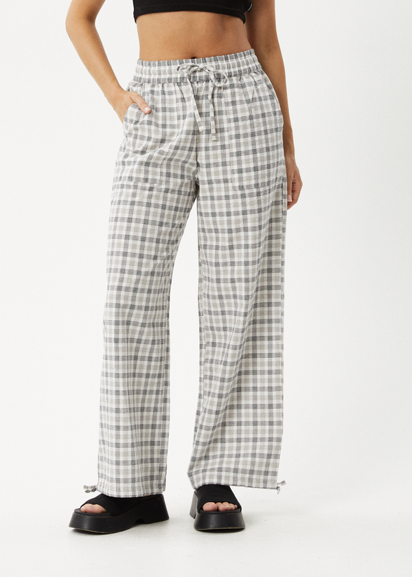 Afends Leo - Seersucker Wide Leg Pant Black / White