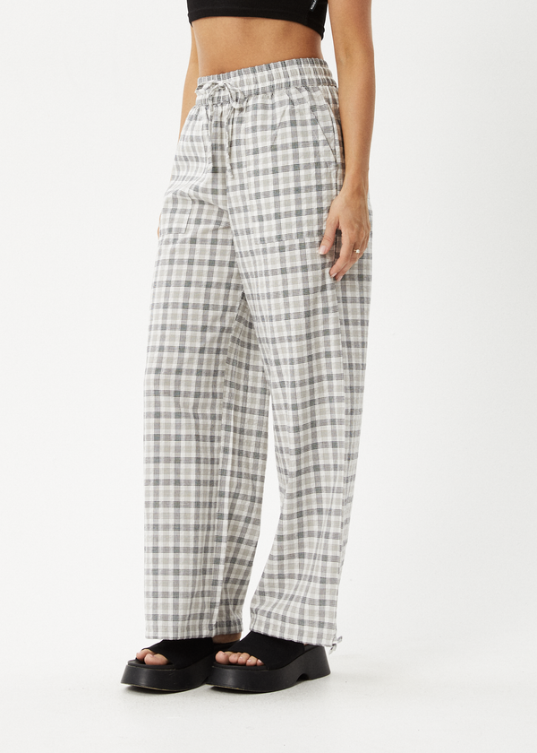 Afends Leo - Seersucker Wide Leg Pant Black / White