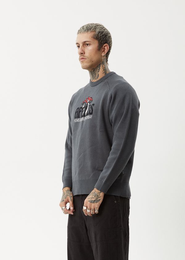 Afends Let It Grow - Raglan Knit Charcoal