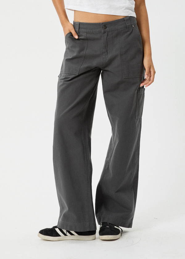 Afends Lexi - Low Rise Workwear Pant Gunmetal