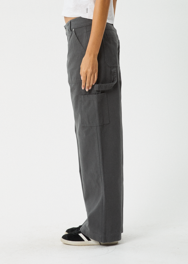 Afends Lexi - Low Rise Workwear Pant Gunmetal