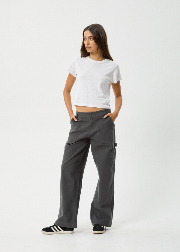 afends Lexi - Low Rise Workwear Pant Gunmetal