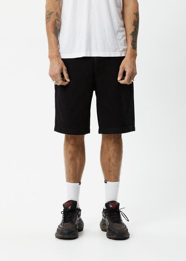 Afends Lil C - Denim Baggy Short 22" Washed Black