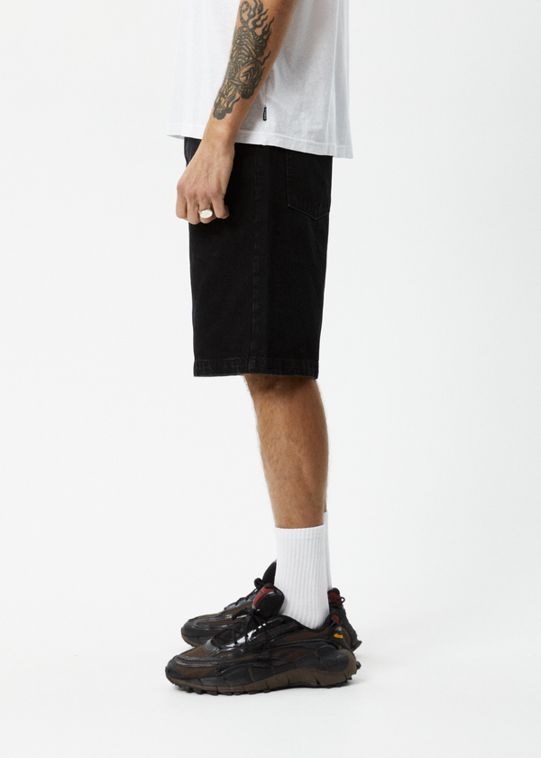 Afends Lil C - Denim Baggy Short 22" Washed Black