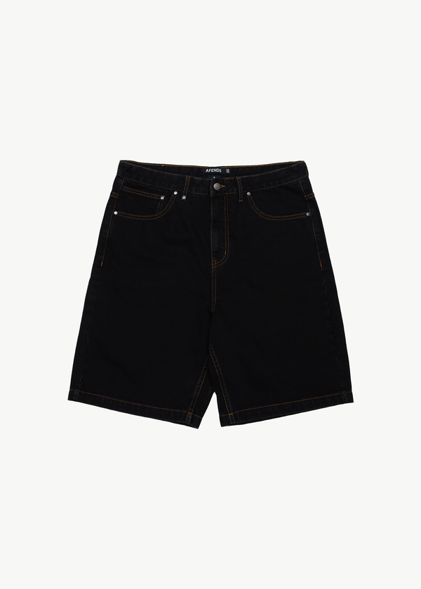 afends Lil C - Denim Baggy Short 22" Washed Black