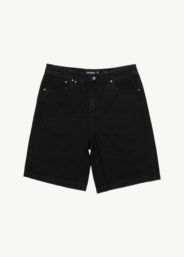 afends Lil C - Denim Baggy Short 22" Washed Black