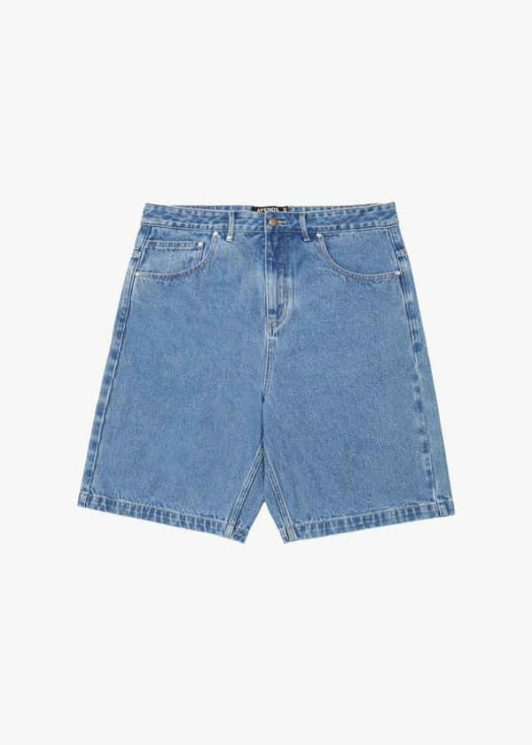 afends Lil C - Denim Baggy Short 22" Worn Blue