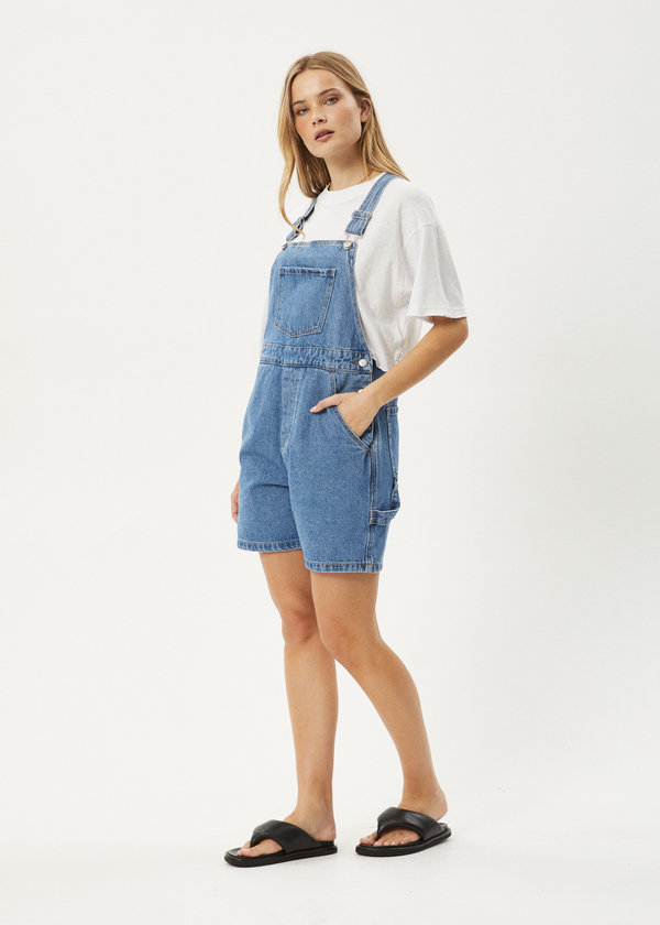 Afends Lil Louis - Denim Overall Worn Blue