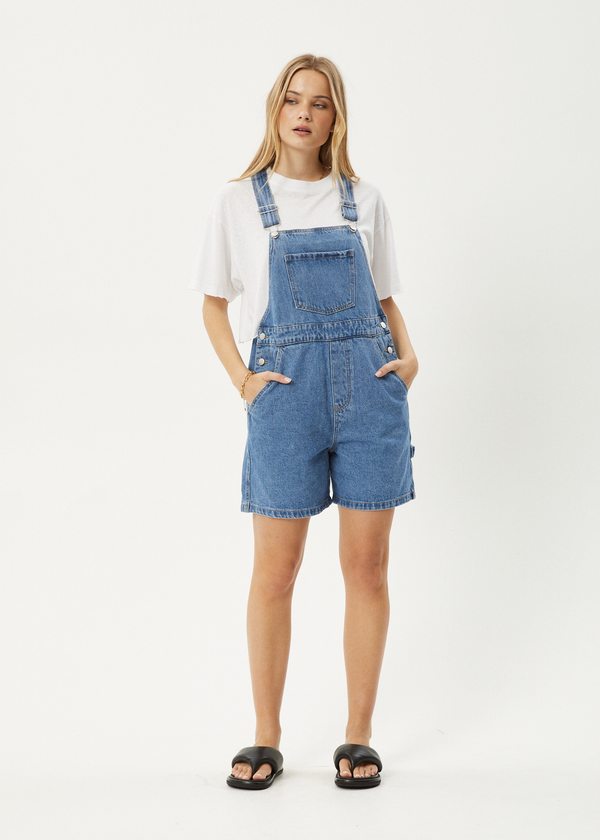 afends Lil Louis - Denim Overall Worn Blue