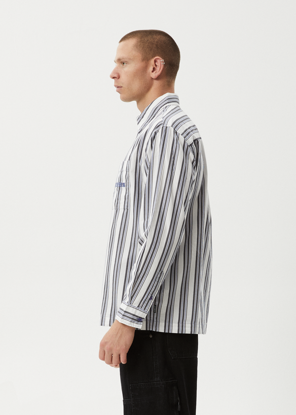 Afends Lined Up - Long Sleeve Shirt White Stripe