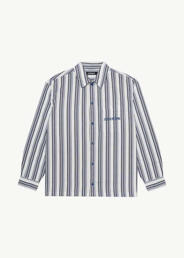 afends Lined Up - Long Sleeve Shirt White Stripe