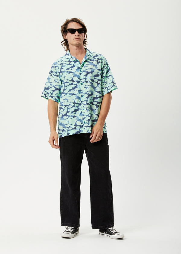 Afends Liquid - Cuban Short Sleeve Shirt Jade Floral