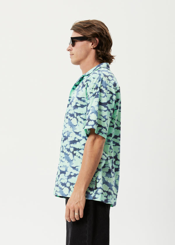 Afends Liquid - Cuban Short Sleeve Shirt Jade Floral