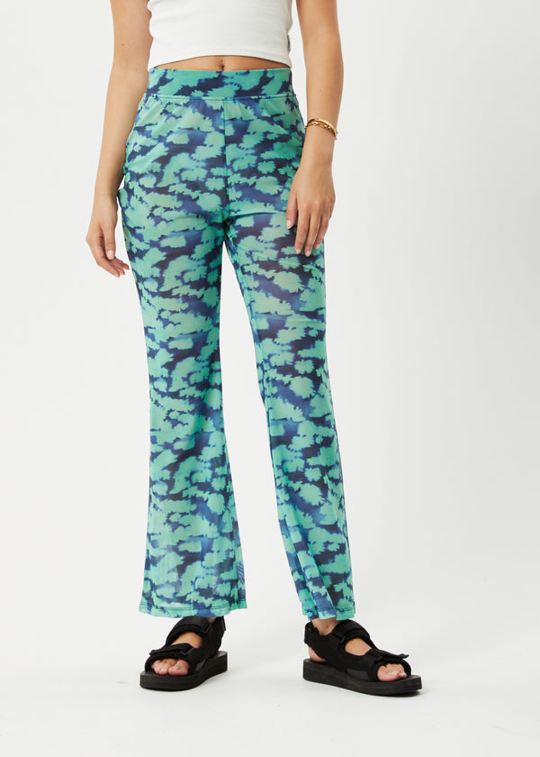 Afends Liquid - High Waisted Sheer Pant Jade Floral